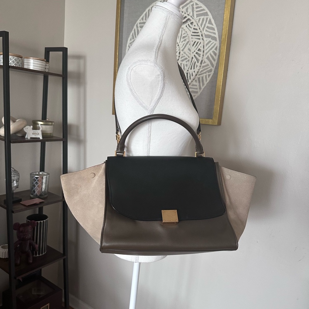 Authentic Céline Trapeze Bag – Tri-Color Leather & Suede | Rare Phoebe Philo Era - Picture 3 of 13